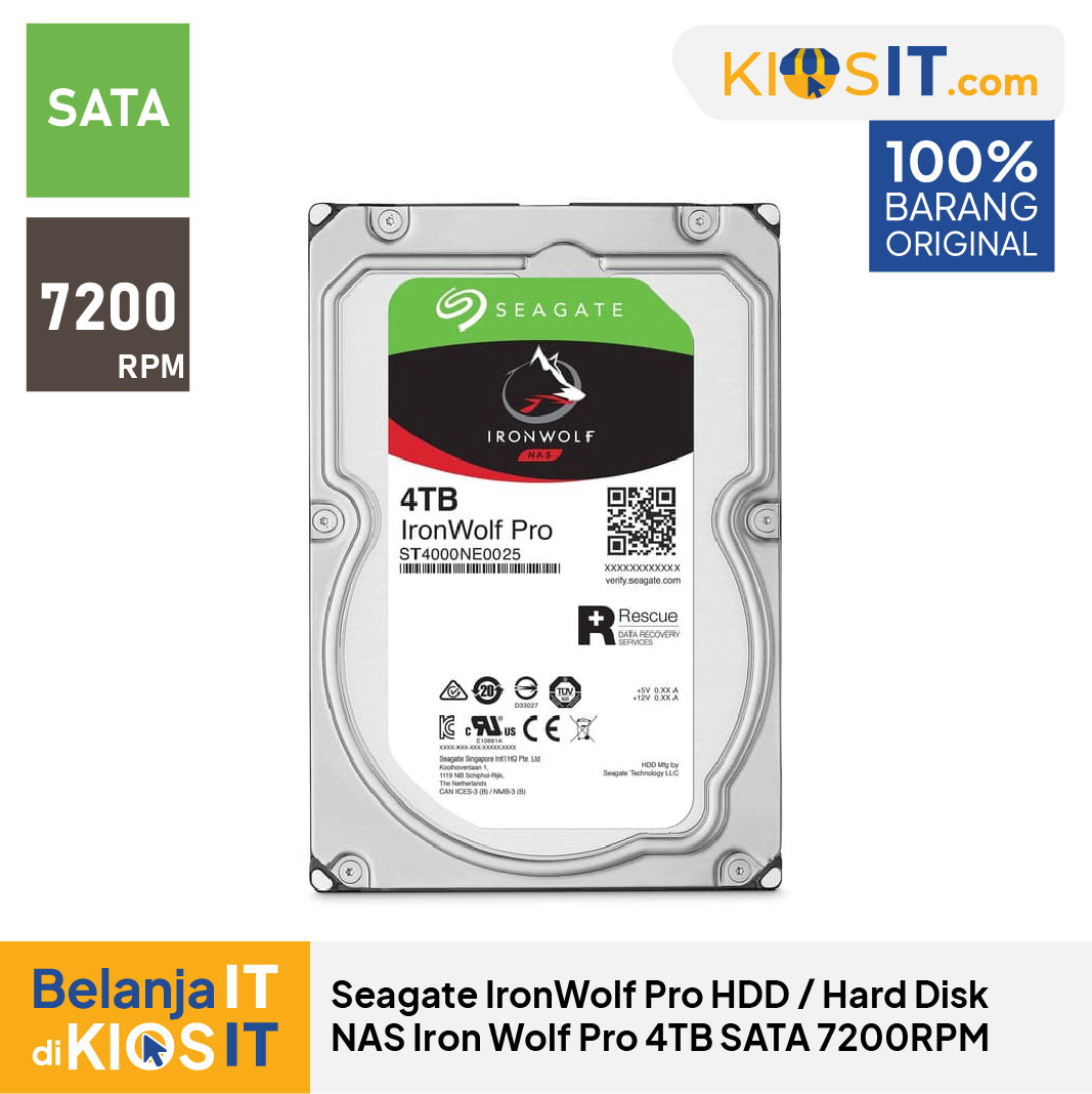 Seagate IronWolf Pro HDD Hardisk NAS 4TB SATA 7200RPM