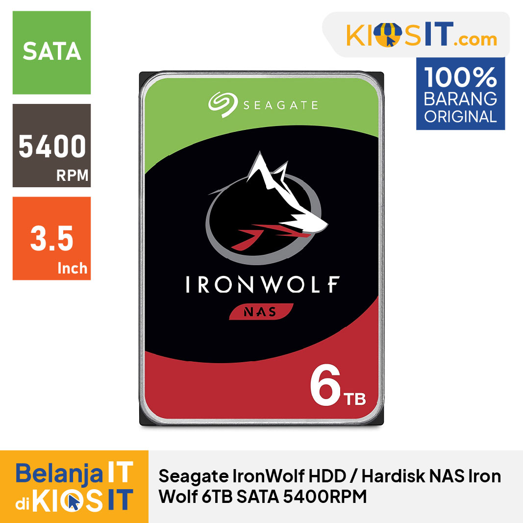 Seagate IronWolf HDD - Hardisk NAS Iron Wolf 6TB SATA 5400RPM